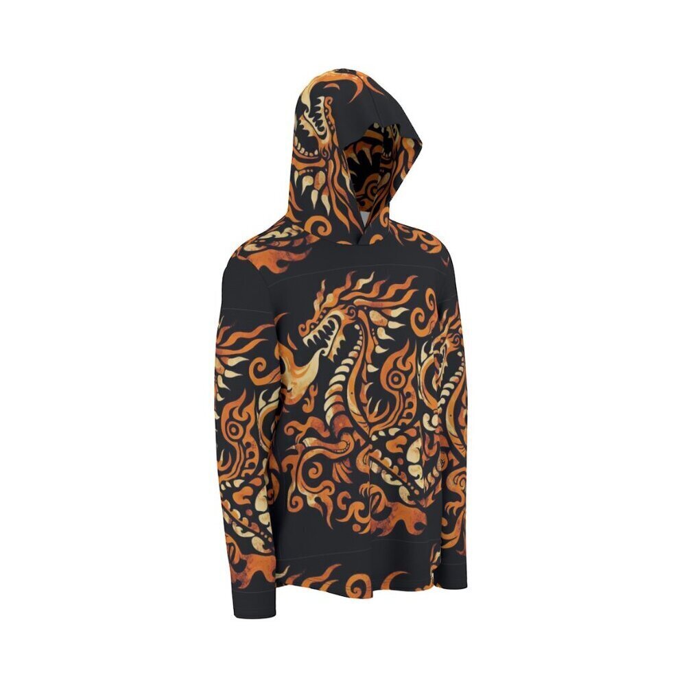 Dragon Batik Mens Long Sleeve Shirt Hooded Sports Size XL NWT UV 50+ Thumbhole - Picture 13 of 13